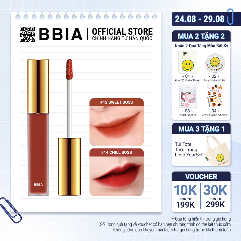 Son Kem Lì Bbia Last Velvet Lip Tint Version 3 (5 màu) 5g