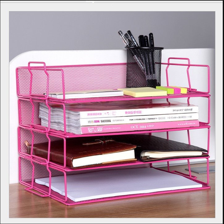 Dụng cụ văn phòng, giá để tài liệu đa năng XẾP tầng dạng đan lưới kim loại bền đẹp 01
