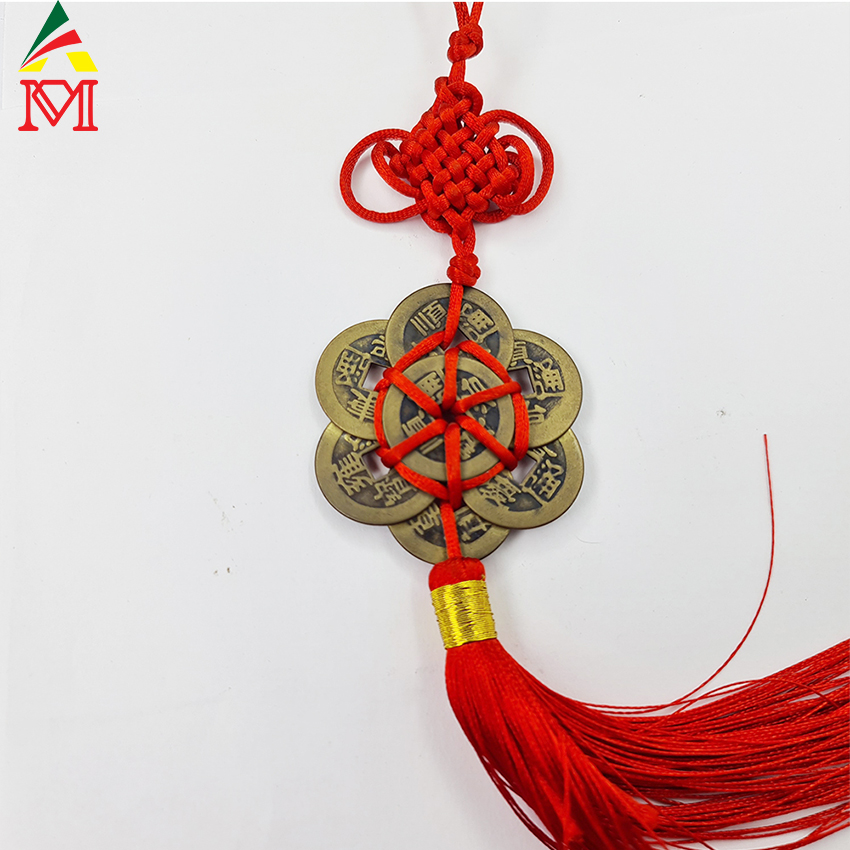 Dây đồng xu cổ phong thủy hoa mai 6 cánh