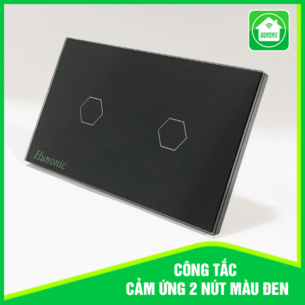 Công Tắc Cảm Ứng Hunonic 2 nút - Kết nối wifi, bảo hành 1 đổi 1 trong 12 tháng , hotline hỗ trợ 0905323378.