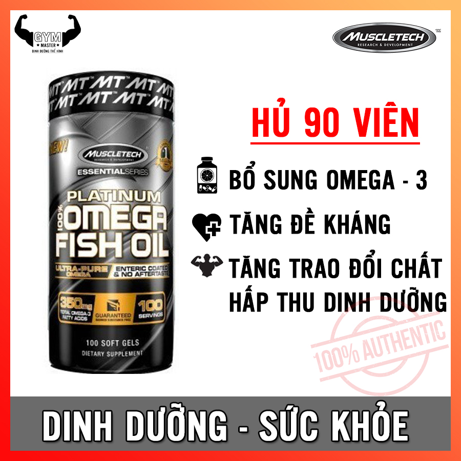 Viên dầu cá bổ sung dưỡng chất sức khoẻ Platinum Fish Oil MuscleTech - Hàng phân phối chính hãng 100%