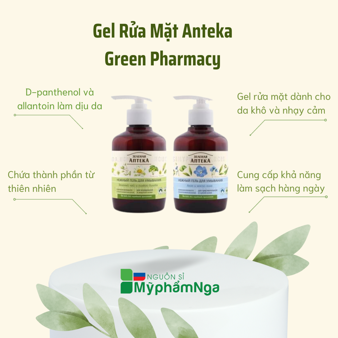 Gel rửa mặt Anteka Green Pharmacy -Lô hội hạt lanh