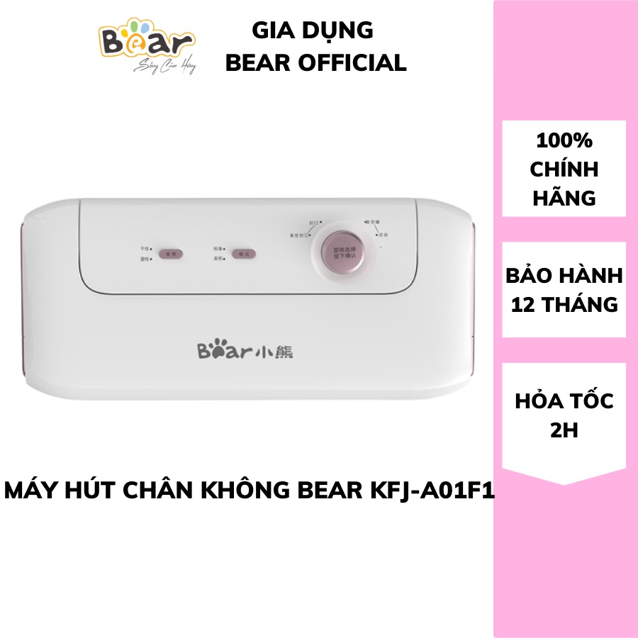 Máy hút chân không mini cầm tay bear vs-b01v1, lực hút mạnh, nhanh, không mất quá 30s, kết hợp tính năng hàn miệng túi, cắt túi tiện lợi, khoang hút rộng, thanh hàn dài, đóng được nhiều túi một lúc, phù hợp thực phẩm khô, ướt..