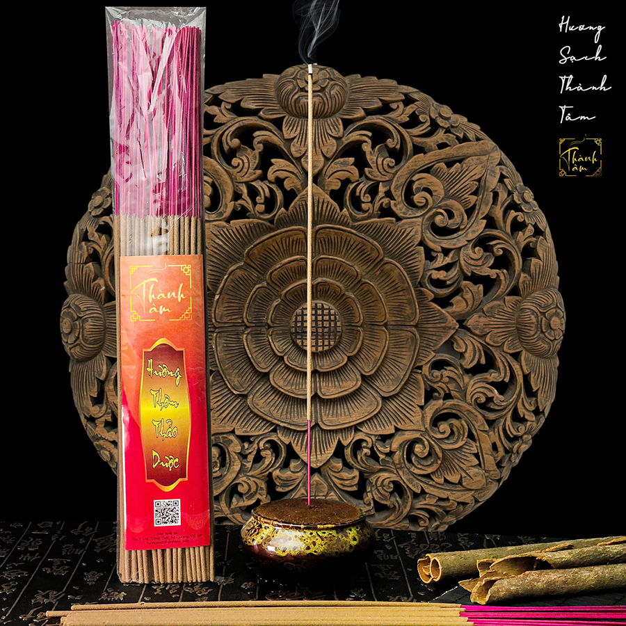 Hương sạch Thành Tâm, hương quế, nhang quế sạch, nhang thơm, ít khói, 100% nguyên liệu tự nhiên, hộp 100 nén dài 38cm