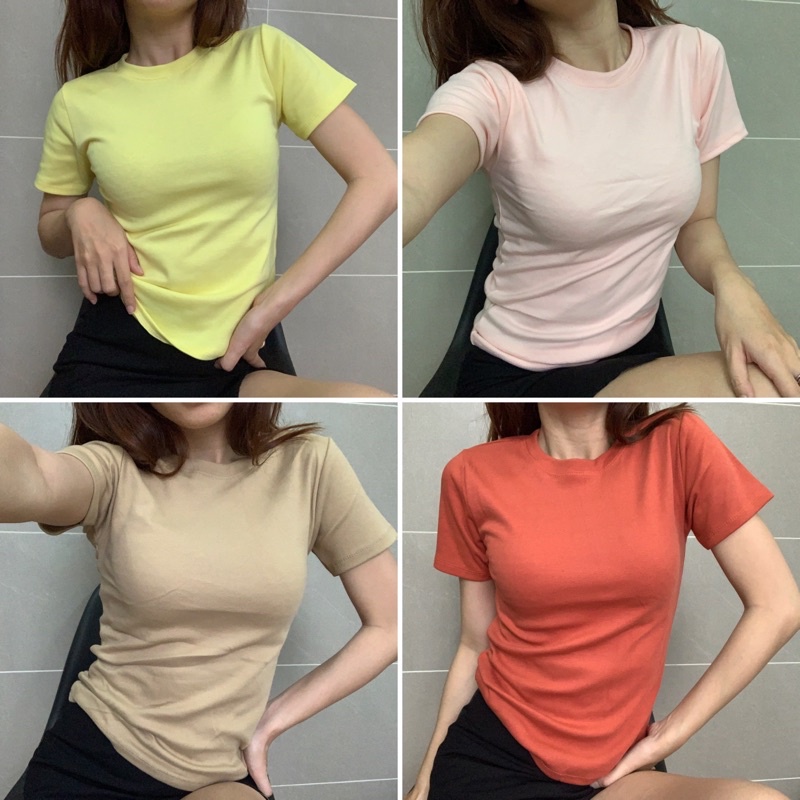 Áo thun nữ ôm body kiểu dáng basic nhiều màu sắc - AT01