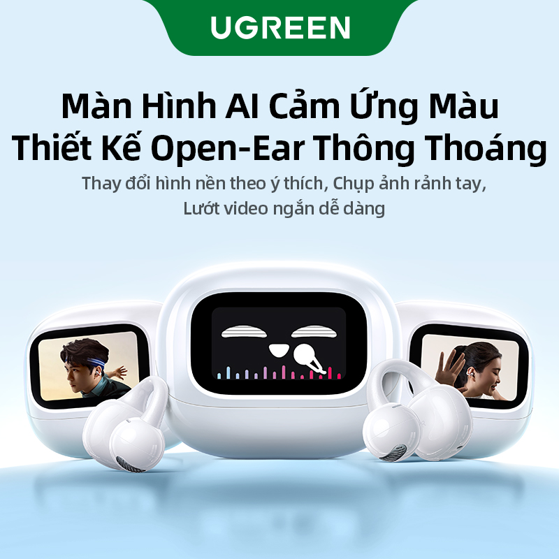 Tai nghe UGREEN HiTune ClipBuds S6 Magic True Wireless Earbuds Bluetooth 5.4 Earphone Touch Screen Microphone Algorithm Noise Reduction Model:55136