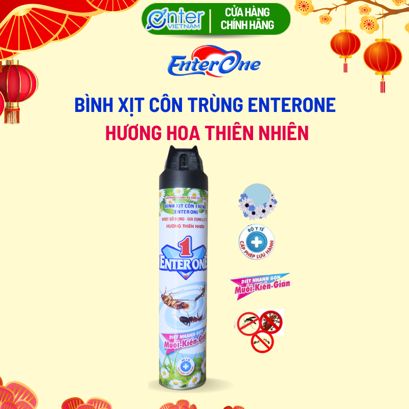 Hàng Chính Hãng Bình xịt côn trùng EnterOne 600ml hương hoa thiên nhiên. Xịt diệt gián xịt kiến xịt muỗi hiệu quả an toàn. Xịt muỗi vằn xịt gián xịt kiến ba khoang