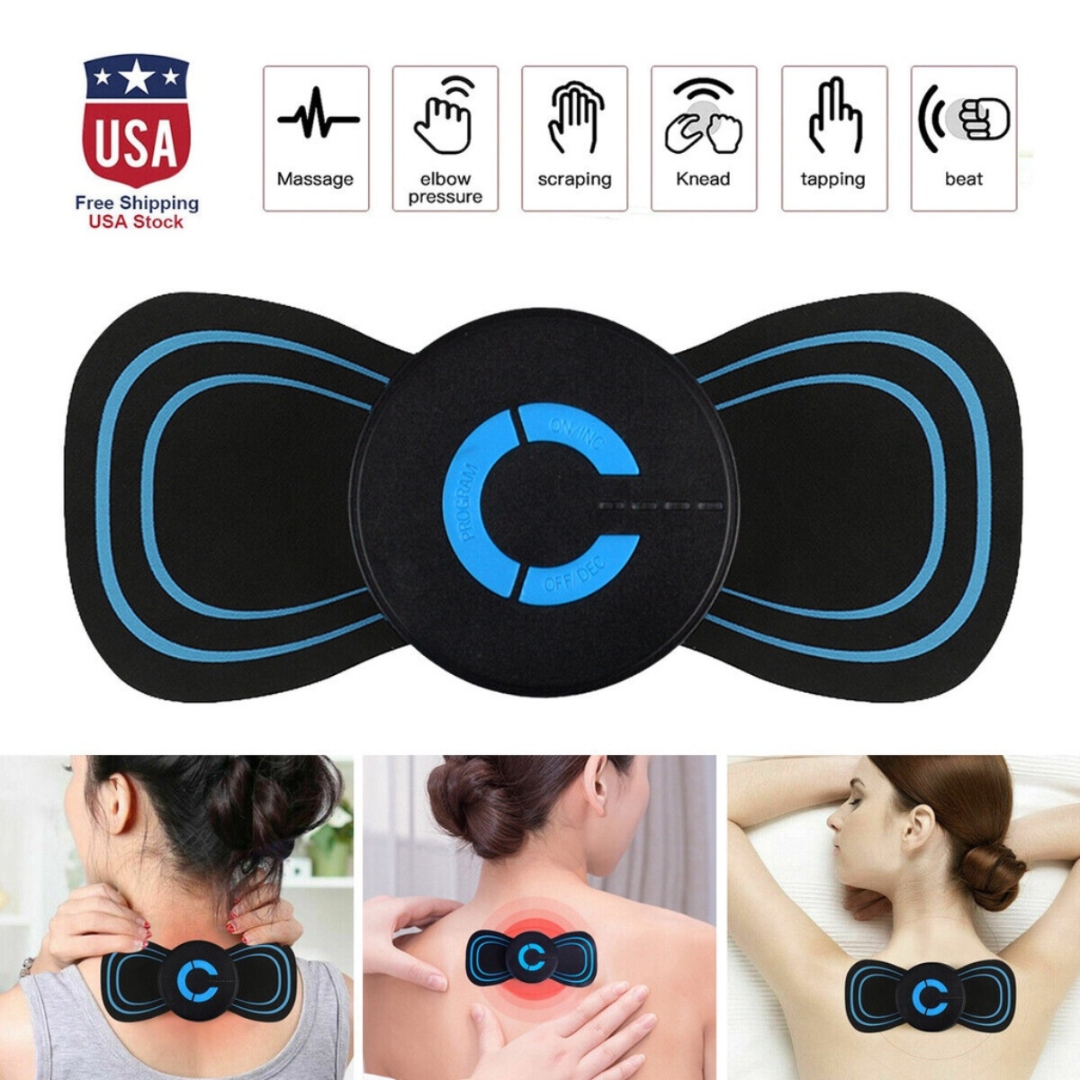 Máy Mát Xa Cầm Tay Xung Điện EMS 8 Cấp Độ, Máy Massage Cổ Vai Gáy Giúp Giảm Đau Thư Giãn, Máy Massage Xung Điện Cơ Bắp Giãn Tĩnh Mạch Xung Điện Giảm Đau Nhức Hiệu Quả, Miếng Massage Xung Điện, Miếng Dán Massage Cổ Vai Gáy