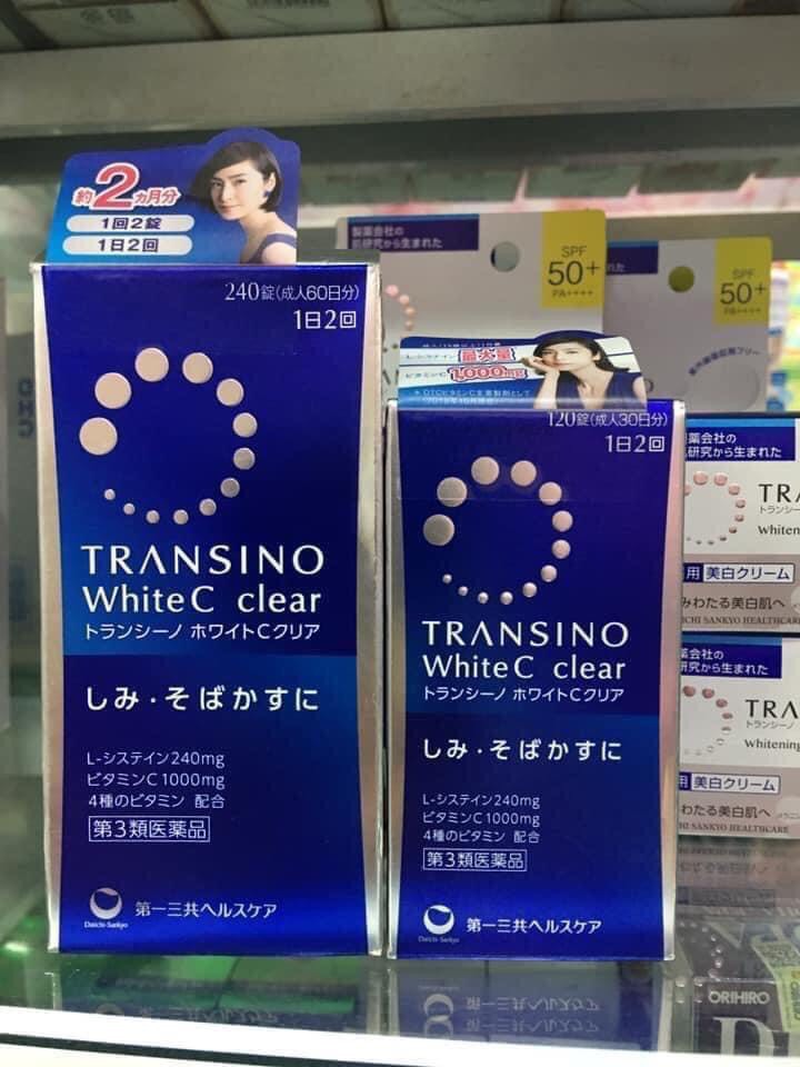 VIÊN UỐNG Trắng Da, Mờ Nám TRANSINO WHITE C CLEAR 120 240 Viên Nhật Mẫu Mới