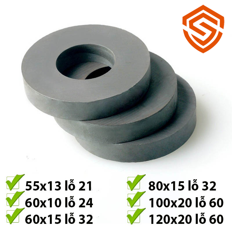 Nam châm đen có lỗ nhiều kích thước Ferrite
