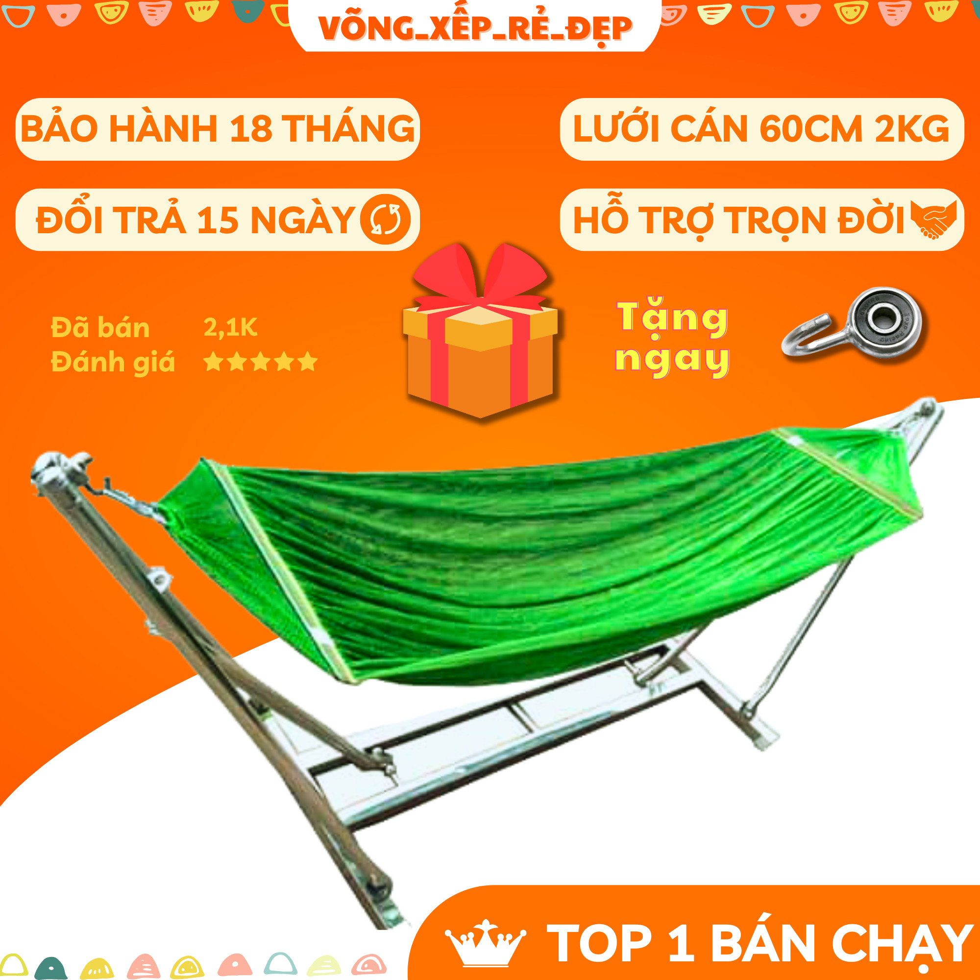 TRỌN BỘ Võng xếp khung  inox chân vuông rẻ đẹp- người lớn bế trẻ em nằm vô tư- Có ảnh thật