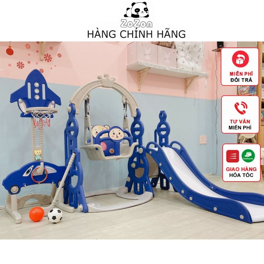 Bộ cầu trượt ,xích đu ,bóng rổ zozon đồ chơi quây cũi 3 trong 1 cho bé, cho bé trai, bé gái từ 1-6 tuổi mẫu mới nhất