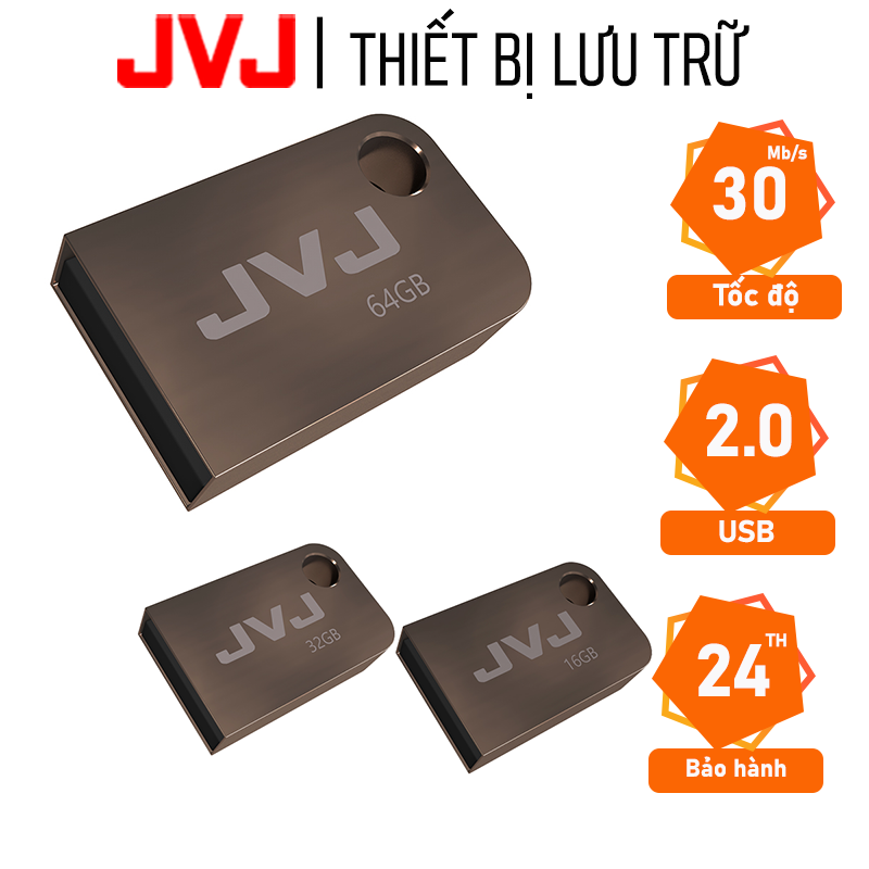 USB 64G/32G/16G JVJ S2 siêu nhỏ vỏ kim loại - USB 2.0, tốc độ upto 100MB/s siêu nhỏ chống sốc chống nước, thiết kế vỏ nhôm nhỏ gọn, Flash Drive đầu kim loại siêu nhẹ kết nối nhanh Bảo hành 2 Năm 1 đổi 1 chính hãng