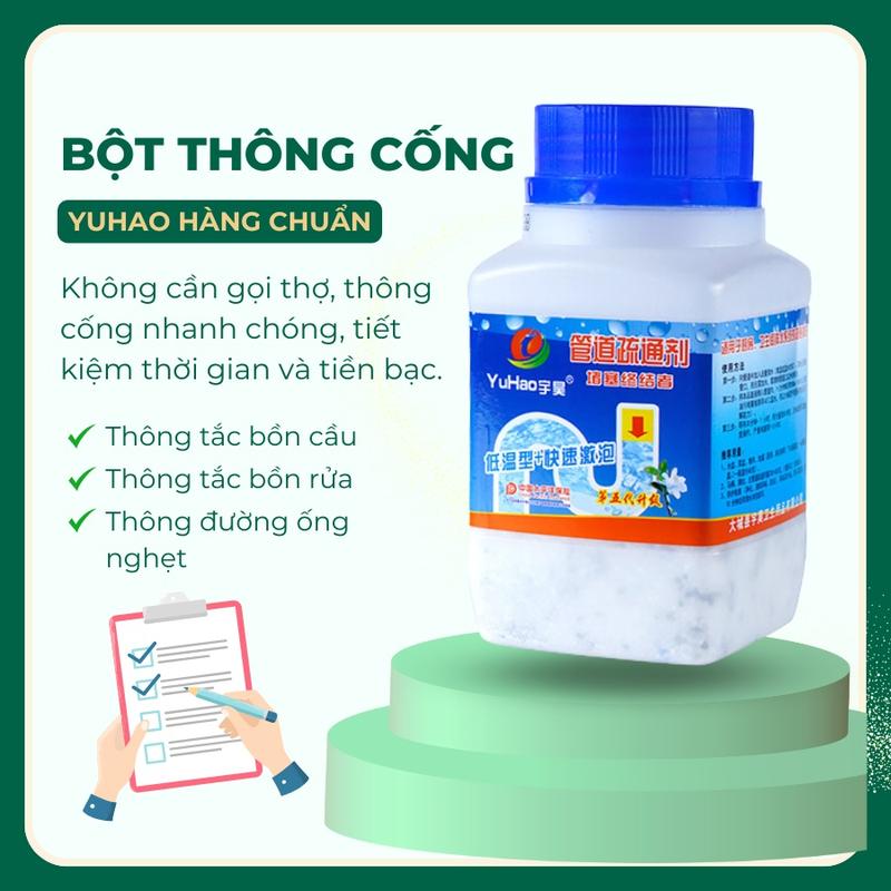 Bột Thông Tắc Cống Cực Mạnh YuHao Chính Hãng Thông Tắc Cống, Đường Ống, Bồn Cầu, Bồn Rửa Mặt Hộp Lớn 280gr
