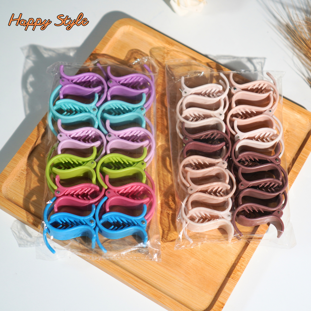 Kẹp càng cua vỉ 12 cái kẹp tóc càng cua 3 răng mix nhiều màu ngẫu nhiên phong cách hàn quốc