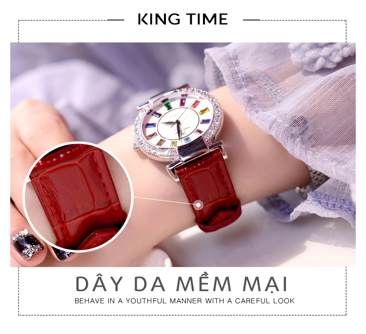 Đồng hồ nữ KING TIME Đính Đá Ruby Rainbow - Mặt to nổi bật, , Đồng hồ nữ hàn quốc, Đồng hồ nữ thời trang, Đồng hồ nữ chống nước, Đồng hồ nữ đẹp, Đồng hồ nữ thể thao 3