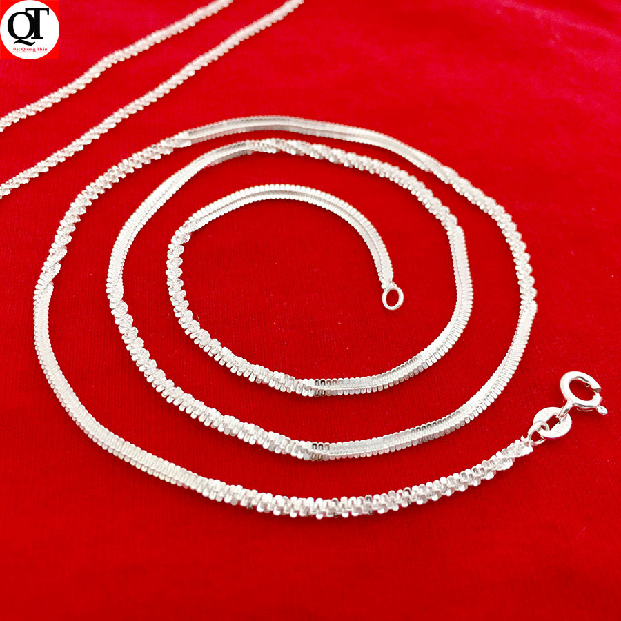 Dây chuyền nữ Bạc Quang Thản, vòng đeo cổ nữ kiểu lụa xù độ dài 48cm chất liệu bạc thật không xi mạ phù hợp đeo cho mọi lứa tuổi - QTVCNU13