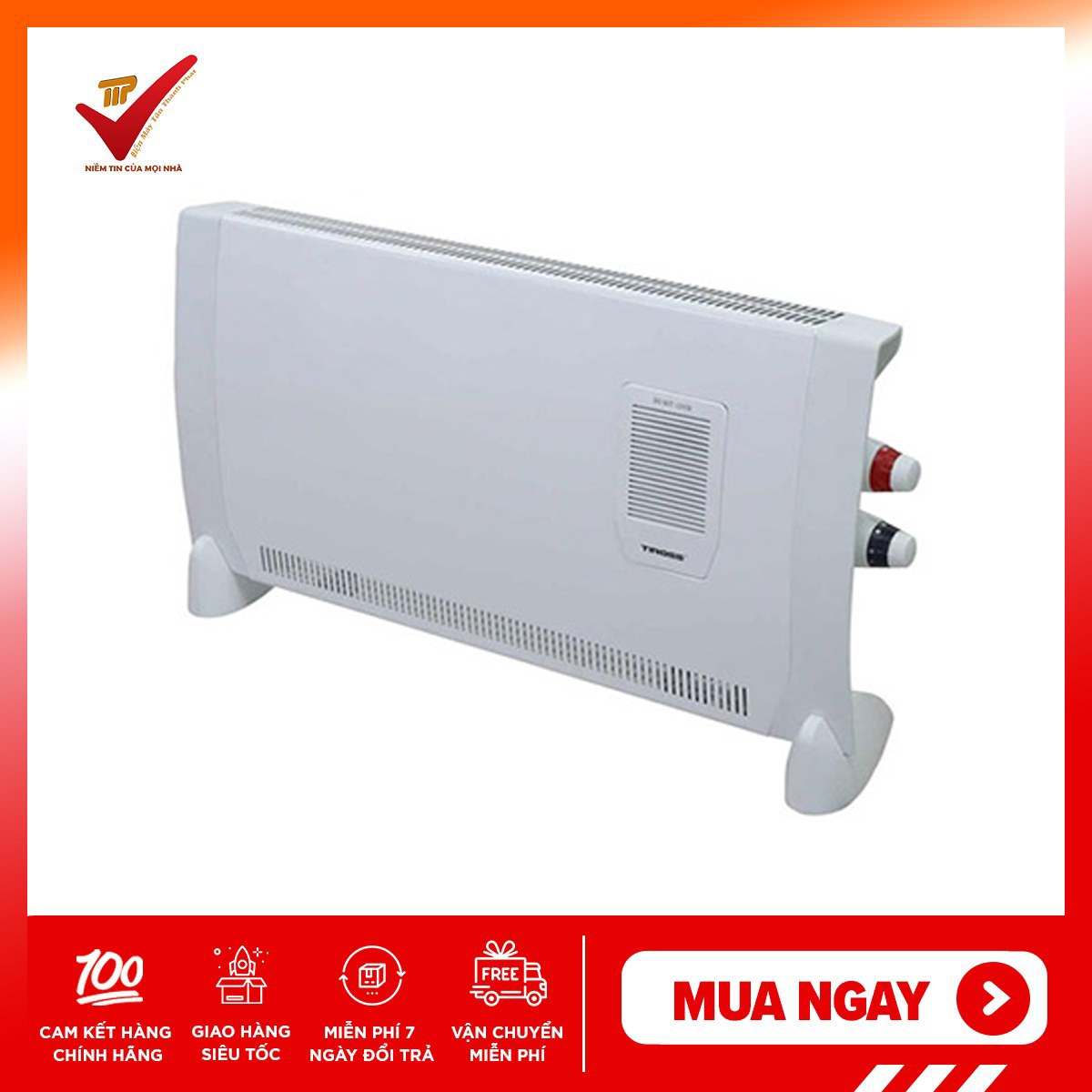Sưởi Đối Lưu Tiross TS9214, thương hiệu Ba lan, công suất 2500 W, chức năng chống quá nhiệt Yes, sản xuất Trung quốc, bảo hành 12 tháng