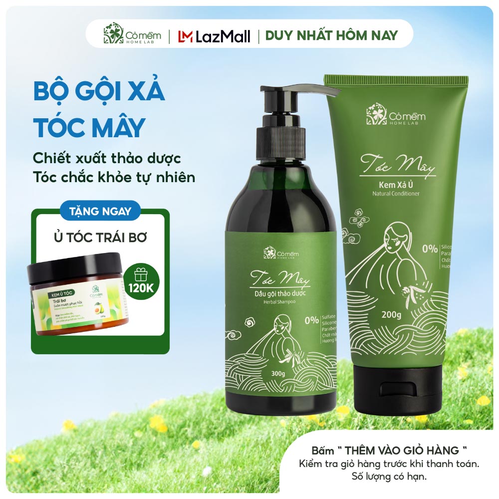 Bộ Dầu Gội Xả Tóc Mây Giảm Rụng Tóc Kích Thích Mọc Tóc Cỏ Mềm