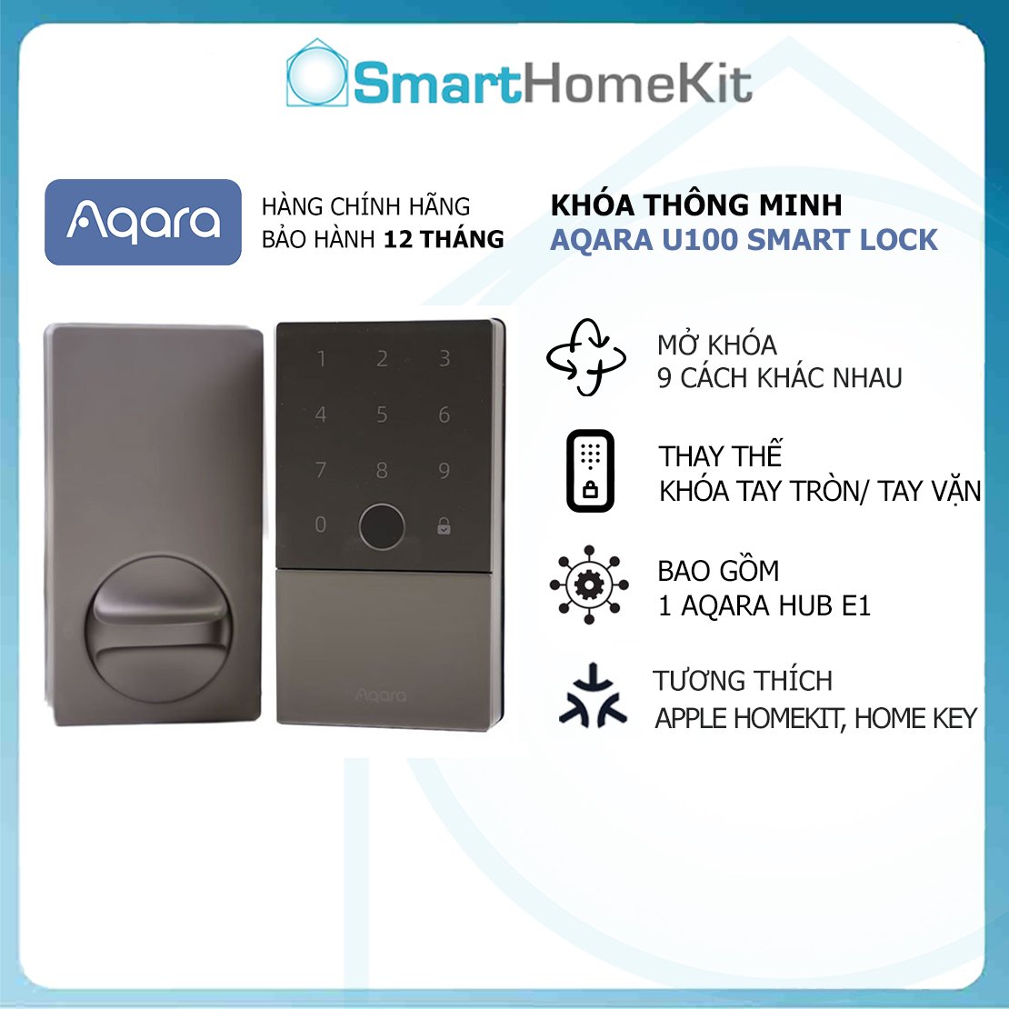 Bộ KIT khóa thông minh Aqara U100 Smart Lock Matter, mở khóa bằng app