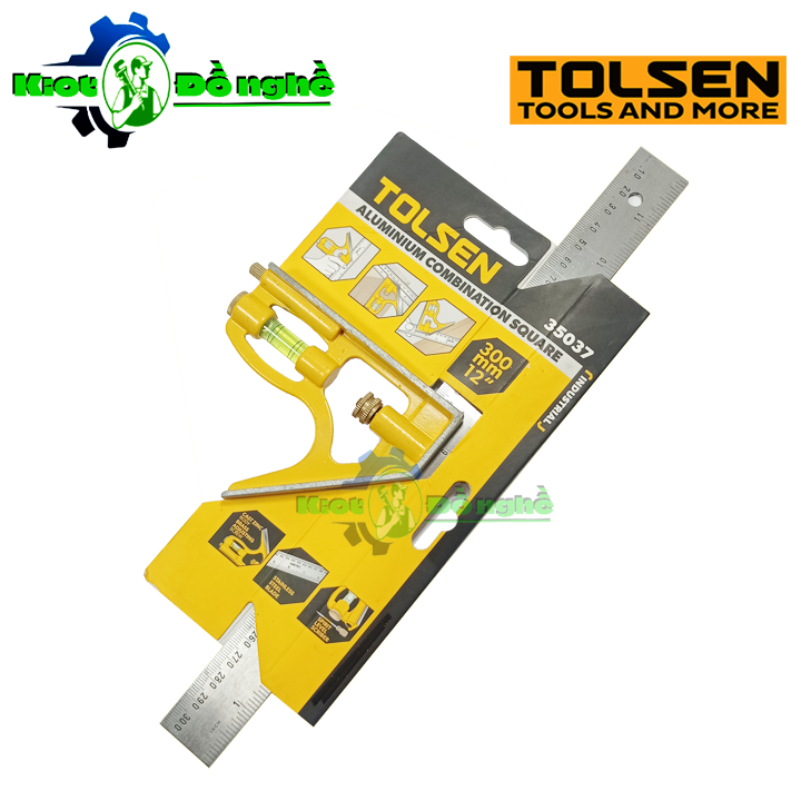 Thước ke góc vuông 90 độ 45 độ tolsen 35037 - thước thủy ke góc đa năng