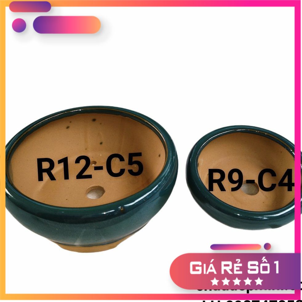 Chậu trồng cây cảnh, bonsai mini tròn cạn(bộ 2 cái), chậu sen đá, xương rồng, hàng đẹp , chất lượng}}