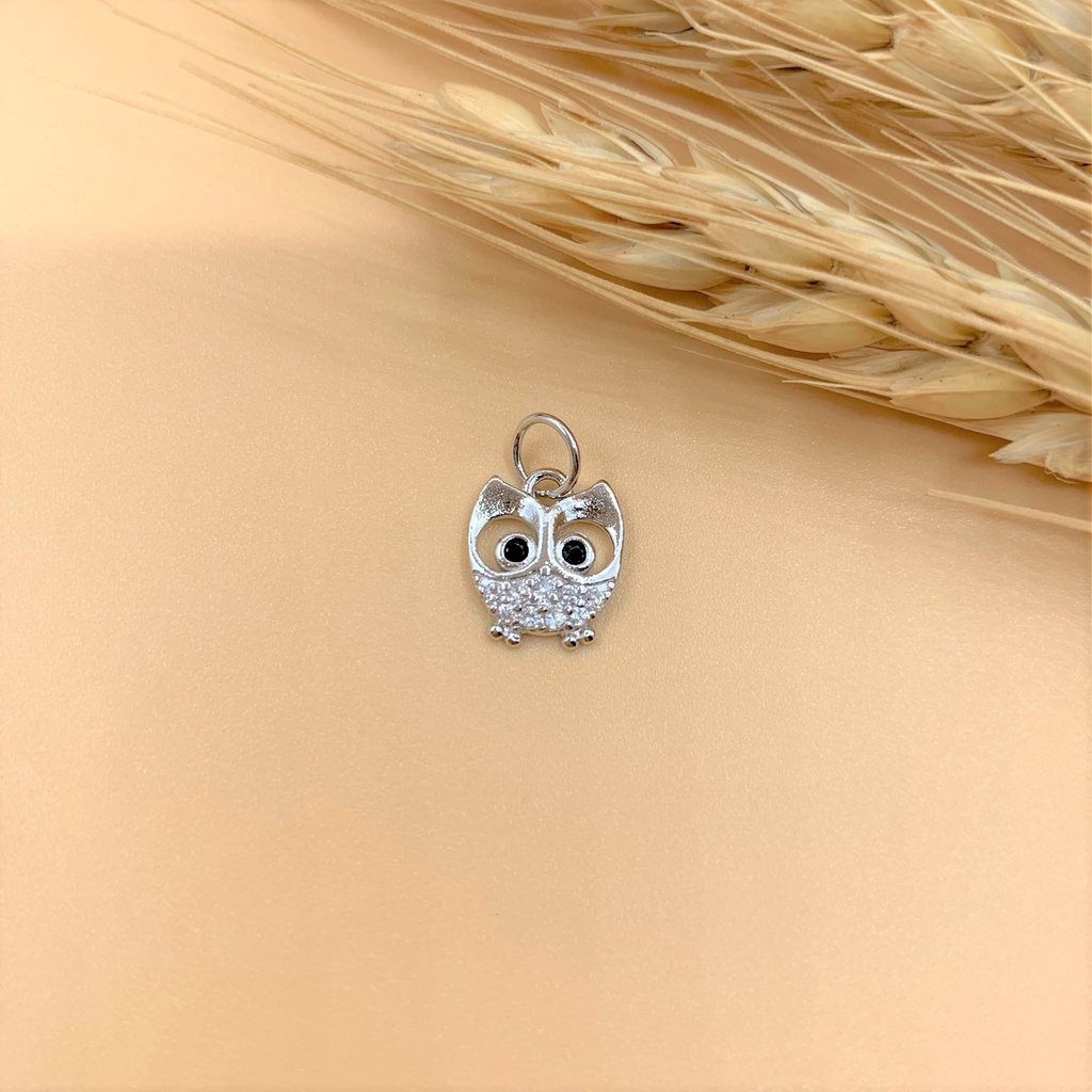 Charm treo hình cú đêm đính đá - charm bạc 925 - mã ca625
