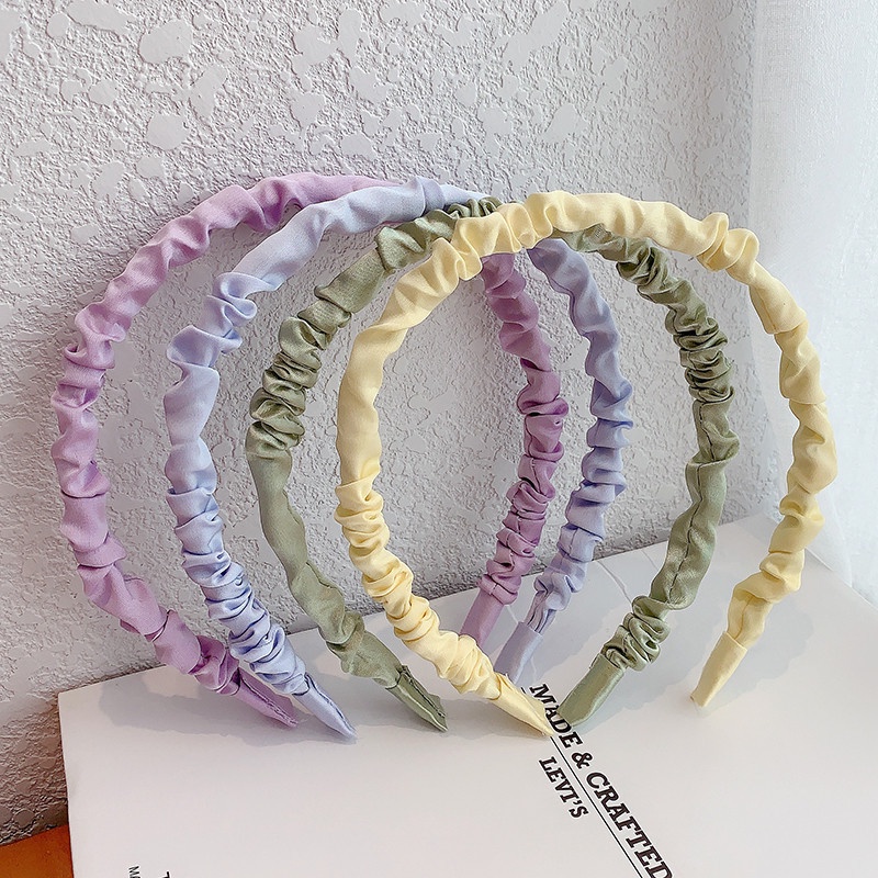 Băng đô cài tóc chất vải chiffon nhún bèo phong cách Hàn Quốc-Bờm cài tóc vải nhún, lụa satin, băng đô cài đầu Hàn Quốc dễ thương
