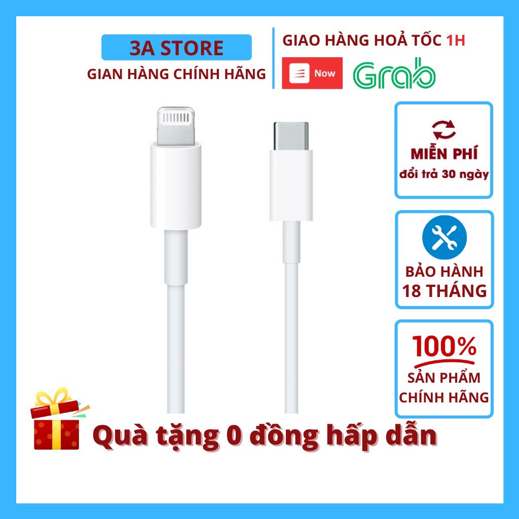 Cáp sạc iphone type-c to lightning, dây sạc iphone 18w hỗ trợ mọi dòng iphone chất lượng tốt, sạc nhanh iphone