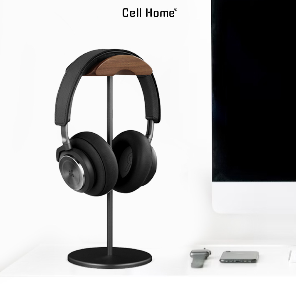 Giá đỡ tai nghe headphone bằng gỗ óc chó với đế kim loại chống trượt