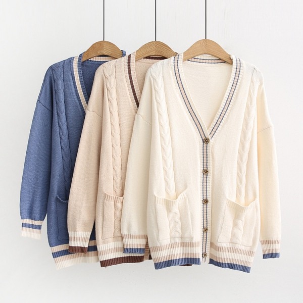 Áo khoác len cardigan nữ 2 túi ngang