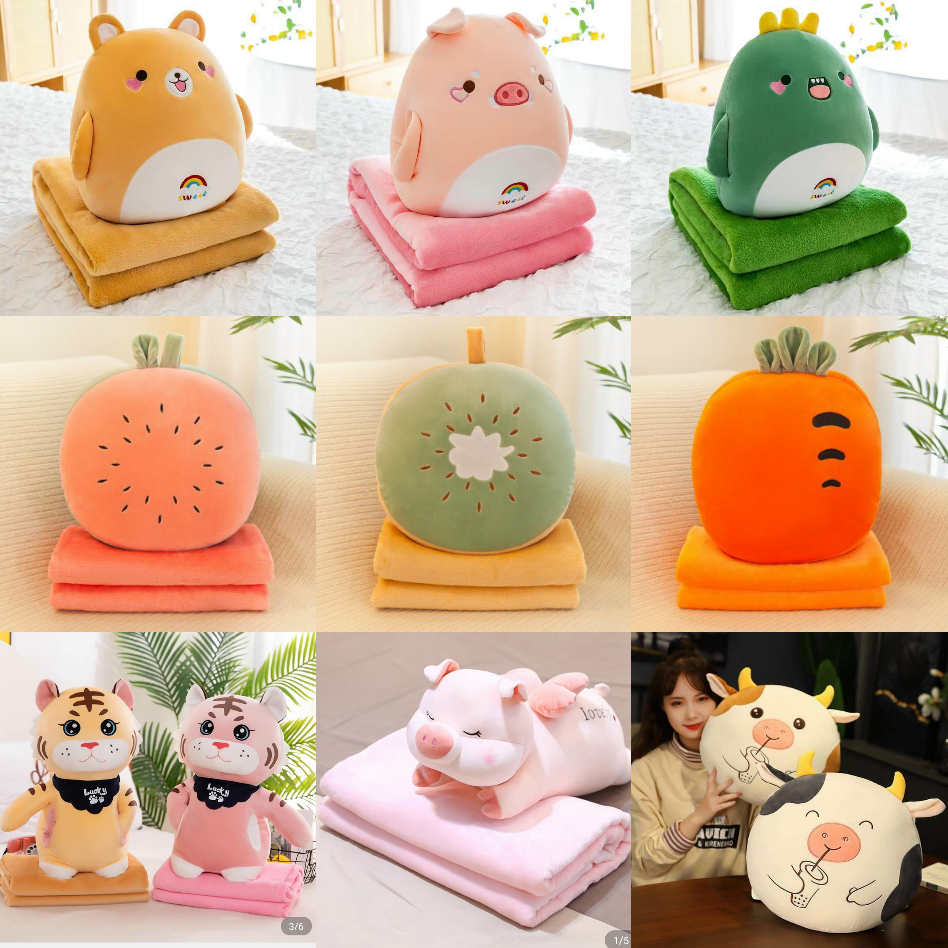 Gấu bông kèm mền, gối mền văn phòng tiện lợi