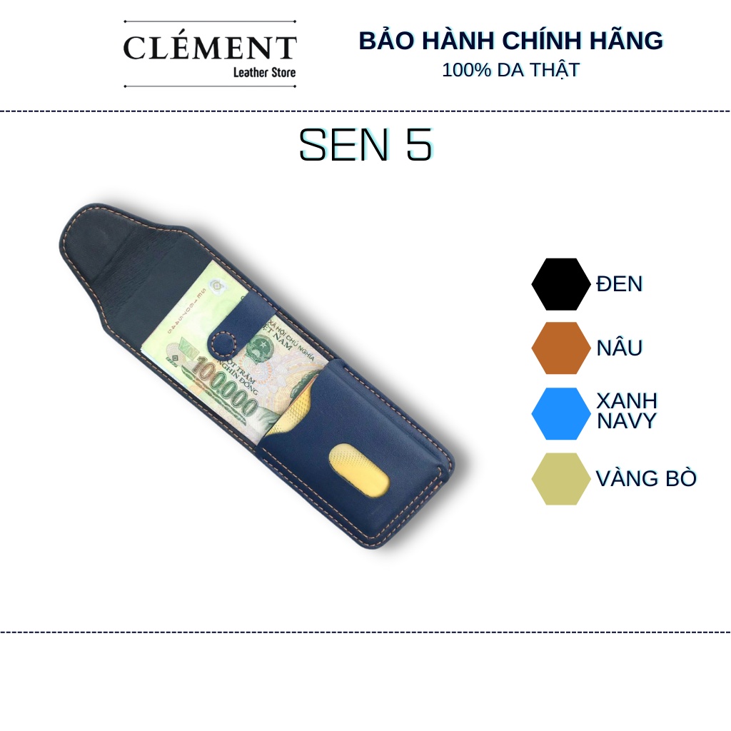 Ví da nam cao cấp, bóp ví nam thời trang sen 5 - bh 12 tháng