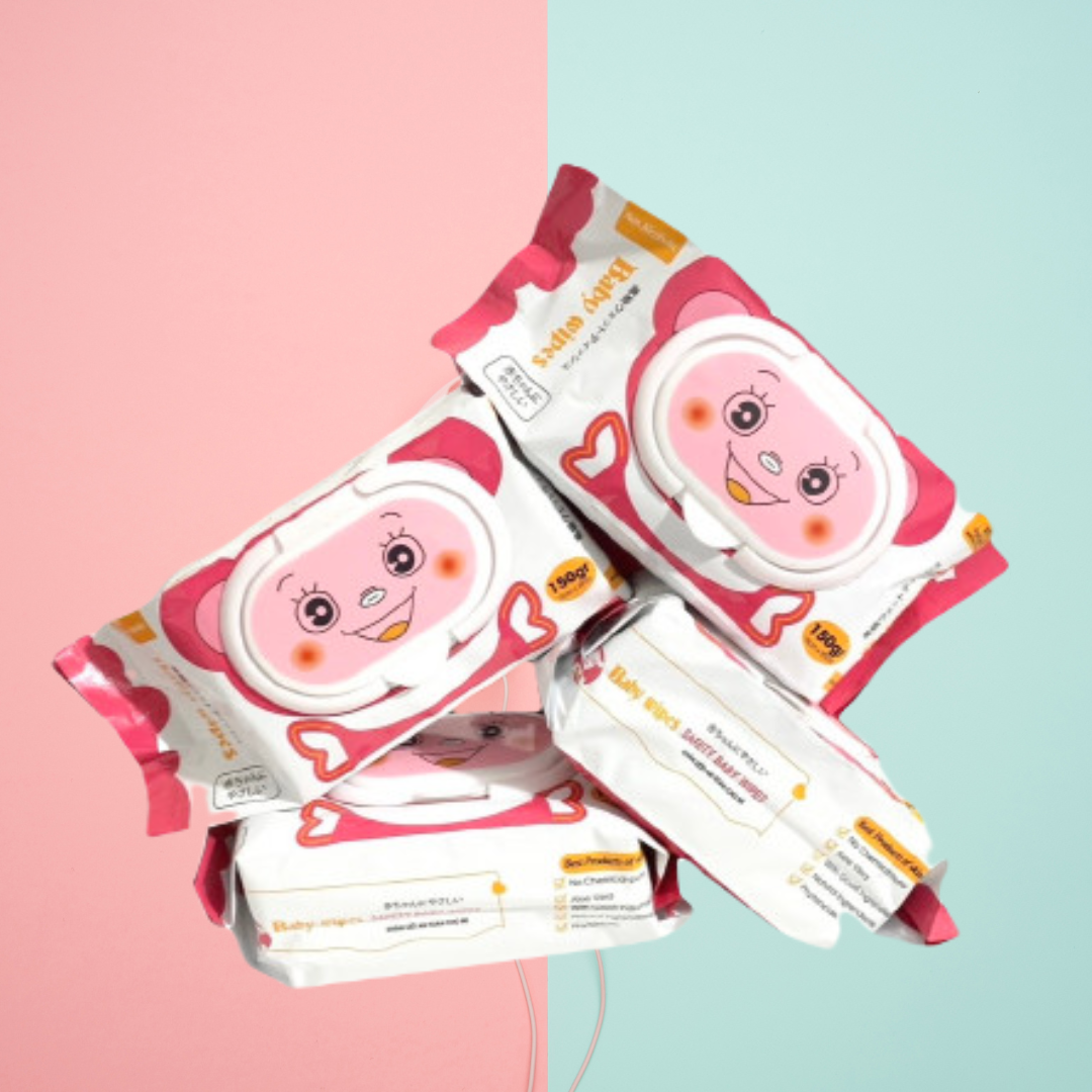 Combo 5 gói KHĂN GIẤY ƯỚT Baby WIpes 150G, KHÔNG MÙI, KHÔNG CỒN