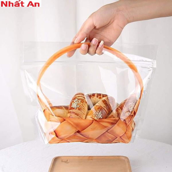 Túi zip nhựa đựng bánh hình giỏ xách - Set 10 cái