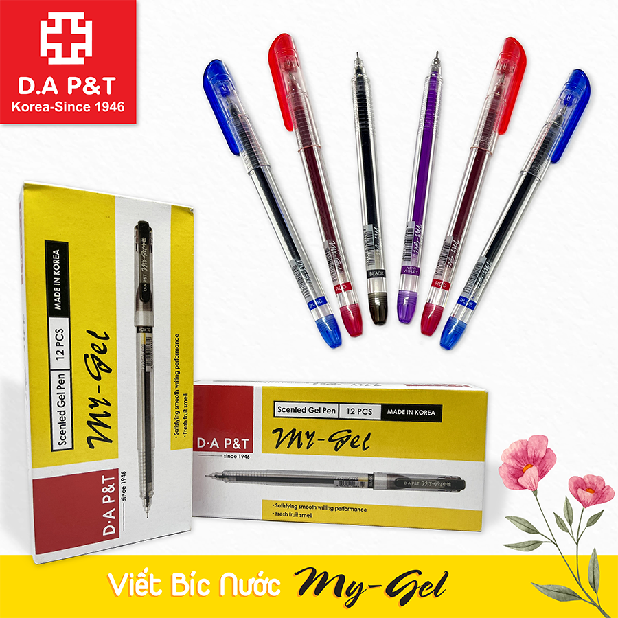 Hộp 12 cây viết gel My Gel D.A P&T ngòi 0.5mm cao cấp ( xanh, đỏ, tím, đen )
