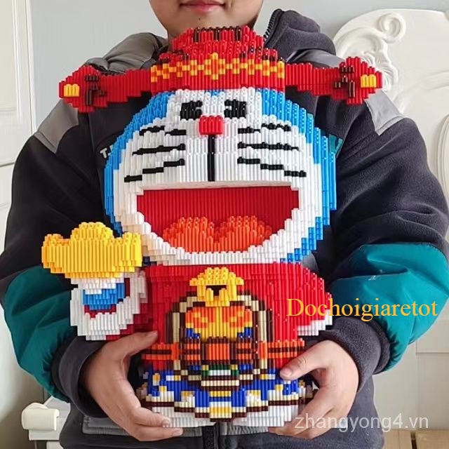 Lắp ráp Doremon thần tài, đồ chơi xếp hình Le go Doraemon cỡ lớn 40cm tặng kèm búa