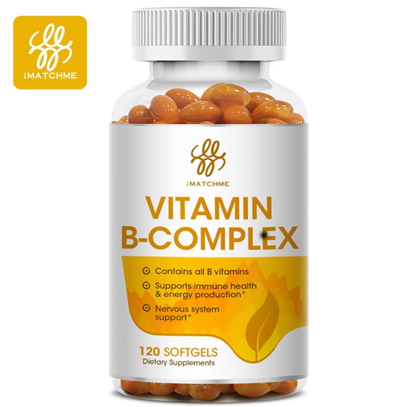 iMATCHME VitaminB Complex Capsule (B1, B2, B3, B5, B6, B7, B9,B12 Folic Acid & Biotin) Reduce Stress Supports Better Moods Assists Nervous System Health & Energy