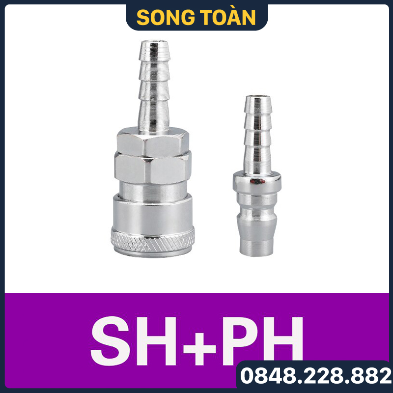 Khớp Nối Nhanh SH PH Khí Nén Đuôi Chuột, Bộ Nối Nhanh Ổ Bi Cắm Lòng Trong Đuôi Chuột 8 10 12