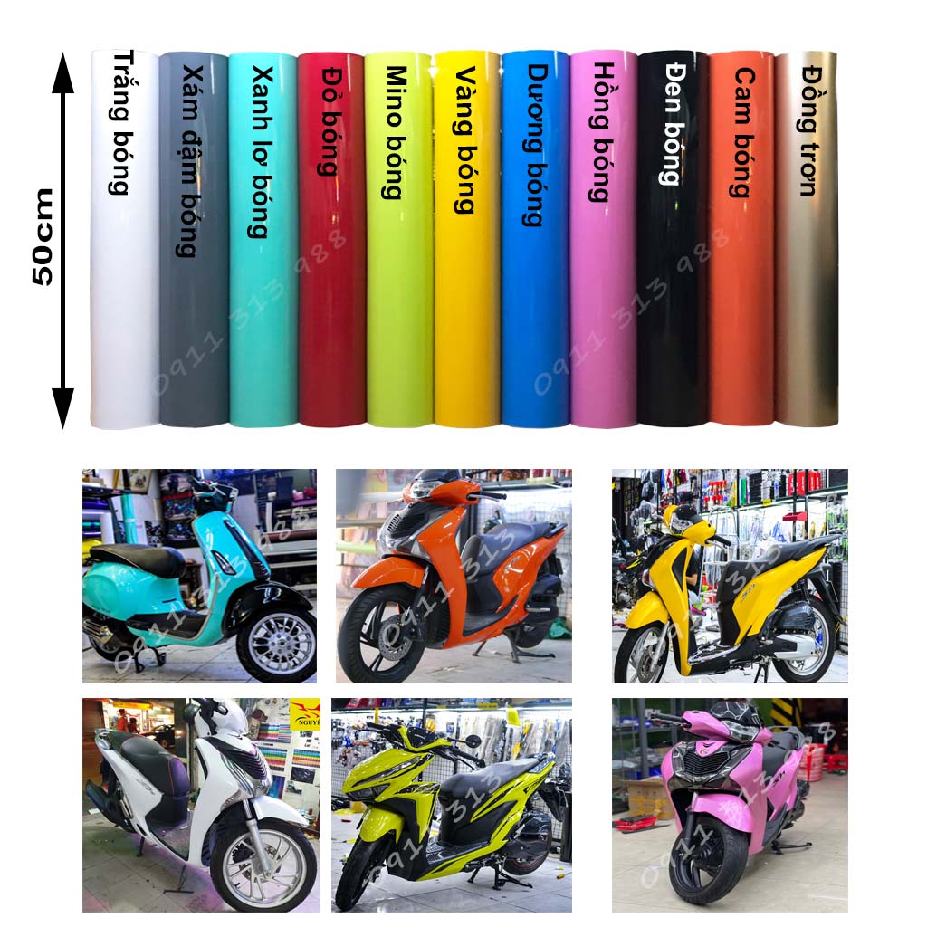Decal dán trùm xe khổ 50cm