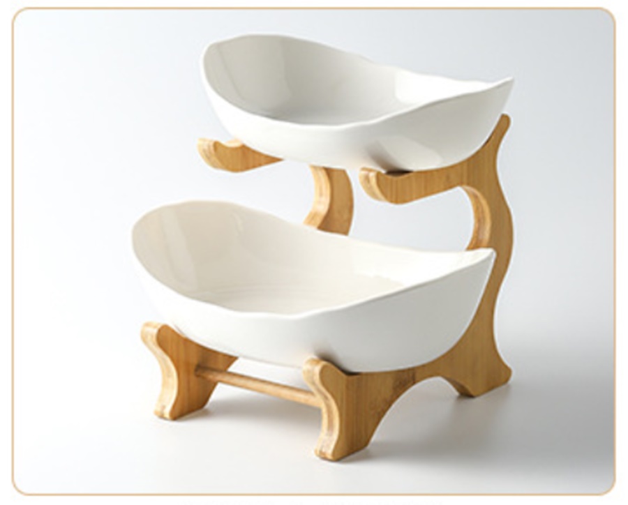 Khay đựng trái cây 2 tầng gốm sứ sang trọng
