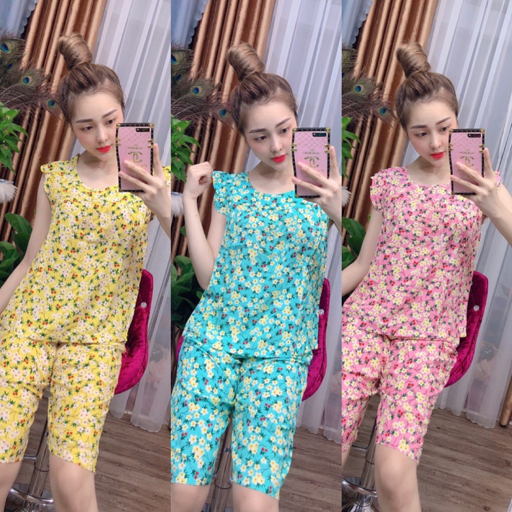 Đồ bộ lanh , bộ mặc nhà, họa tiết hoa nhí giao hoa ngẫu nhiên - TL09