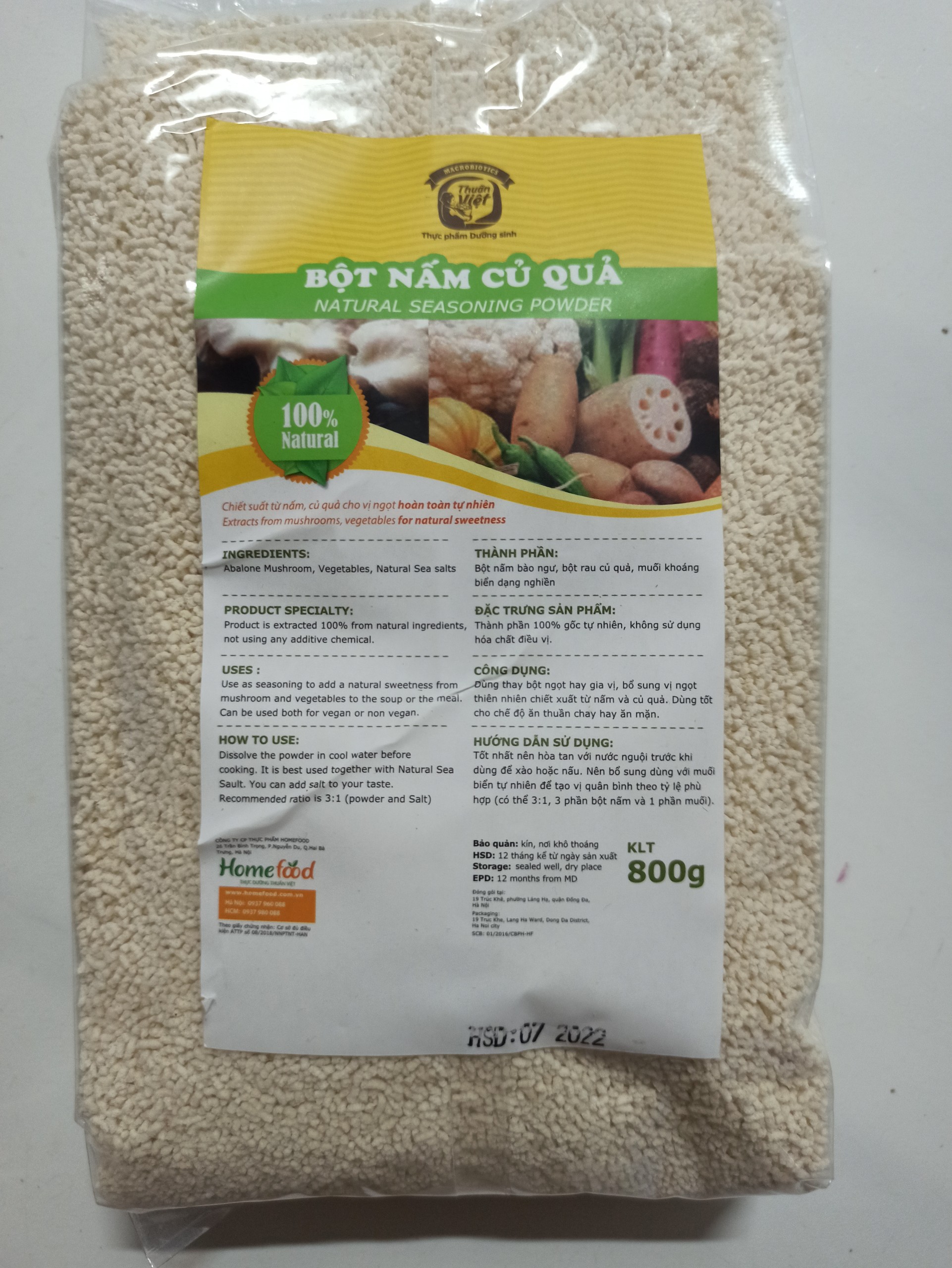 Bột nấm củ quả 800gram