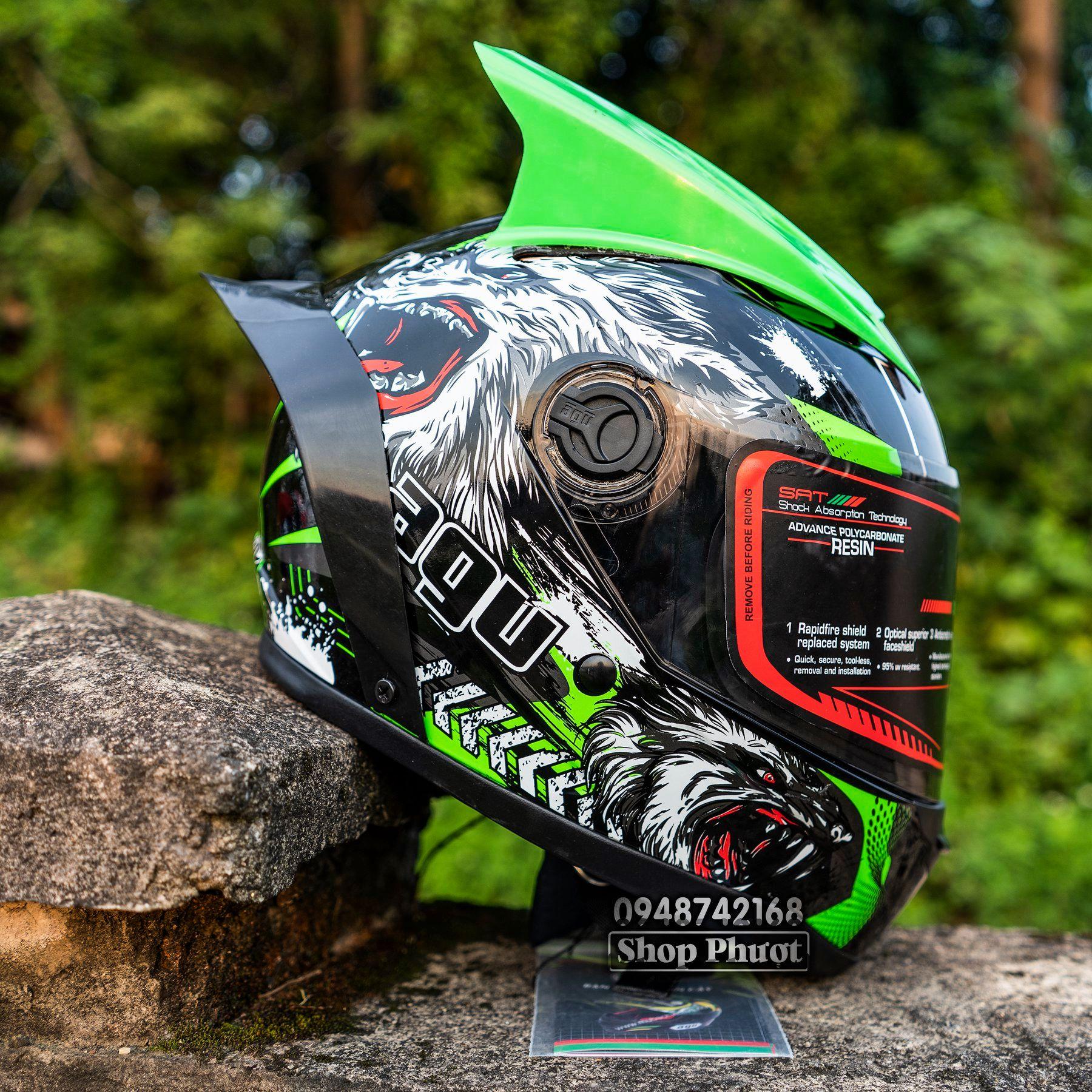 Nón Fullface AGU Lên tem MA SOI Có kèm Đuôi gió và Tai gắn nón bảo hiểm,Sản Phẩm Chất Lượng, Ưu Đãi Dành Cho Bạn.