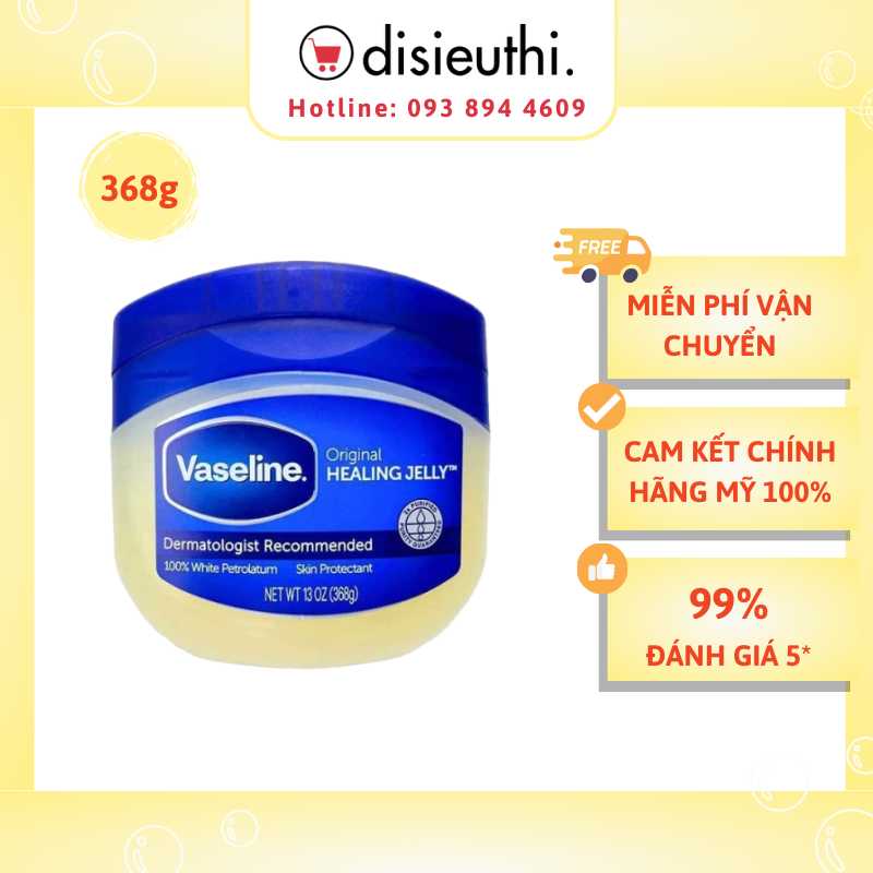 Sáp Dưỡng Ẩm Vaseline Pure Petroleum Jelly Original Hủ Lớn (368g) Hạn Chế Tình Trạng Khô Rát, Nứt Nẻ Của Da