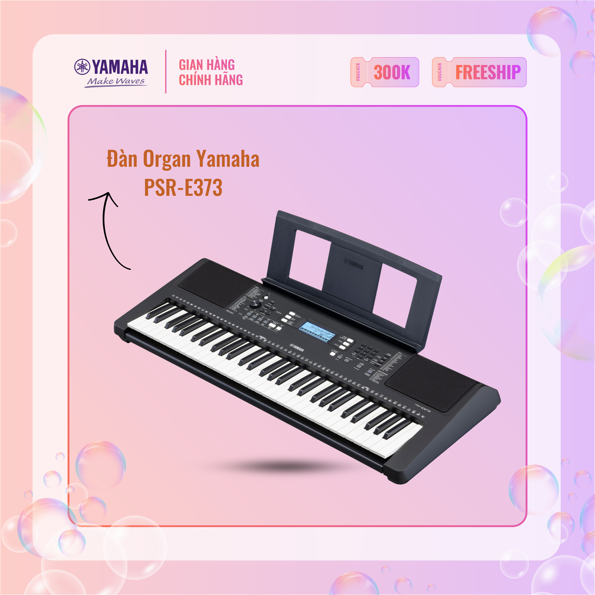 [Trả góp 0%] Đàn Organ (Keyboard) điện tử YAMAHA PSR-E373 - Phiên bản tiêu chuẩn dành cho việc học nhạc cũng như biểu diễn với chức năng tự học, bàn phím cảm ứng lực (Touch response),bảo hành chính hãng 12 tháng