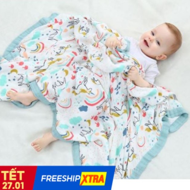 Chăn Aden 6 lớp bo viền cho bé