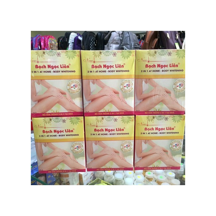 Tắm trắng bạch ngọc liên hộp 2 chai bột dung dịch tắm trắng toàn thân