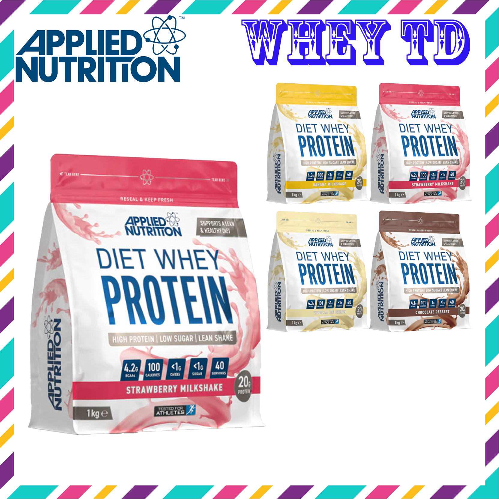 Diet Whey 1kg 40 lần dùng Applied Nutrition - Whey tăng cơ, giảm mỡ tự nhiên chứa CLA, L Carnitine