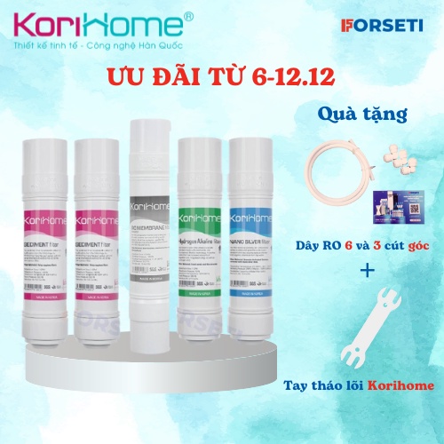 Combo 5 lõi lọc (2 sed + 1 RO+ 1 Hydrogen + 1 nano) chính hãng Korihome